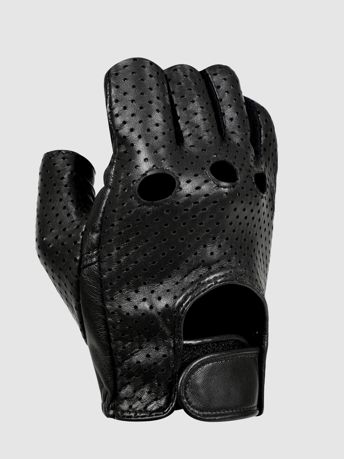 IN.HIDE Classic Rider Half Gloves - Black