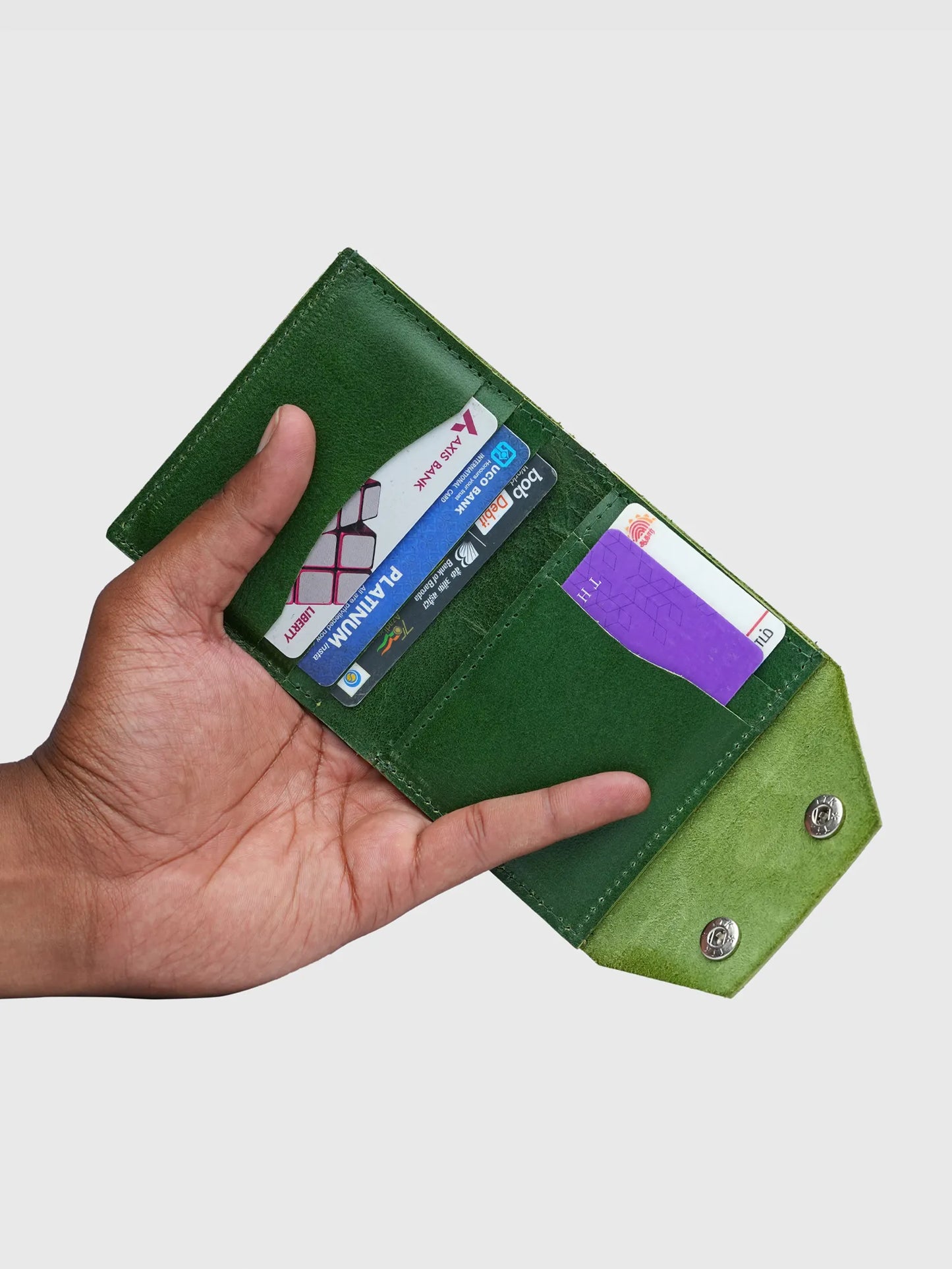 INHIDE Rustic Handcrafted Leather Green Wallet