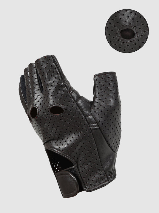 IN.HIDE Classic Rider Half Gloves - Dark Brown