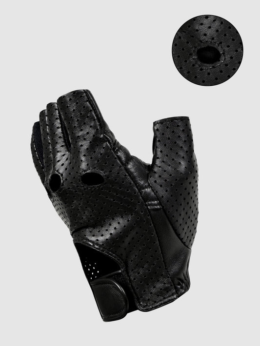 IN.HIDE Classic Rider Half Gloves - Black