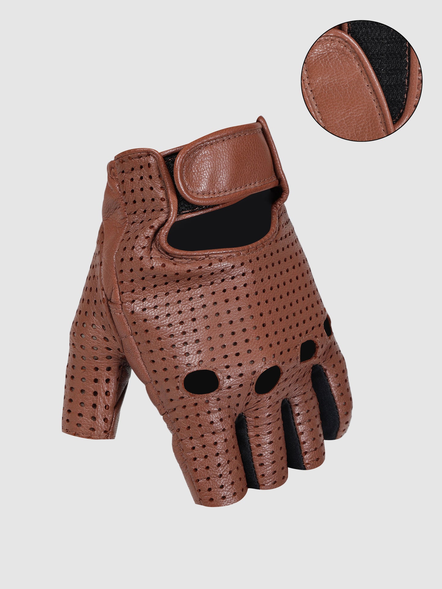 IN.HIDE Classic Rider Half Gloves - Tan