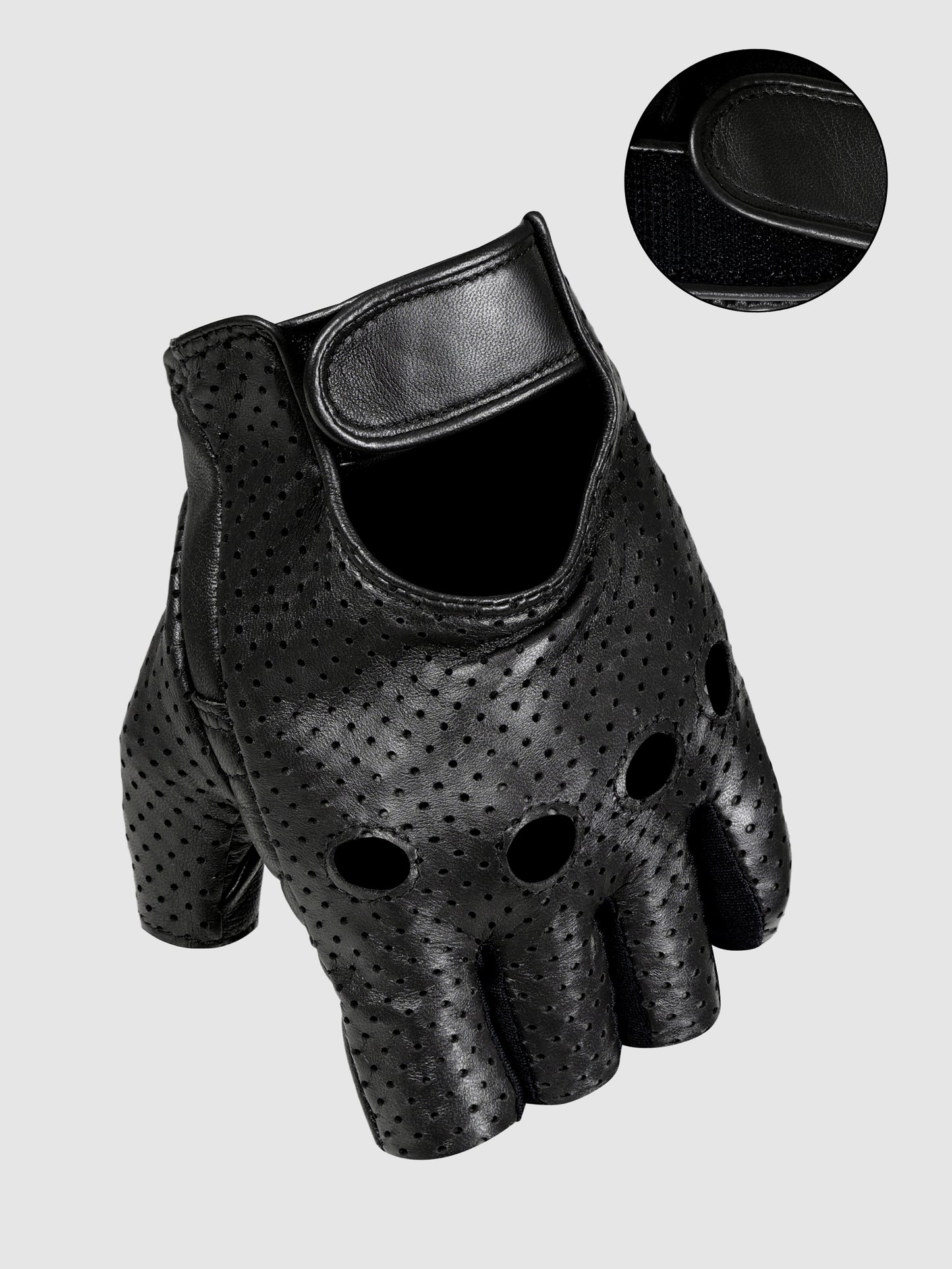IN.HIDE Classic Rider Half Gloves - Black