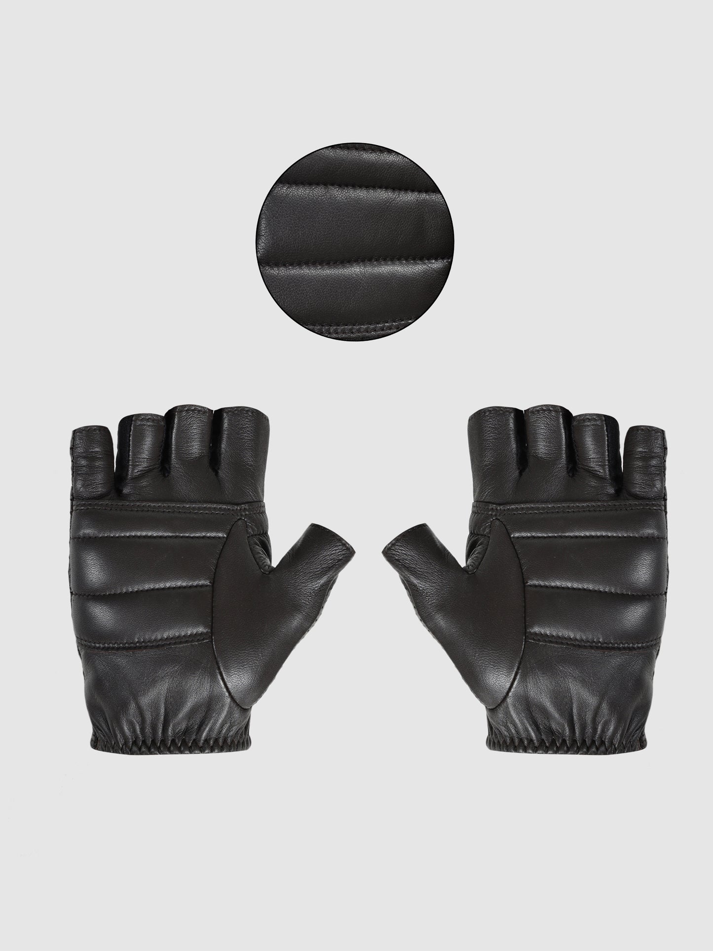 IN.HIDE Classic Rider Half Gloves - Dark Brown