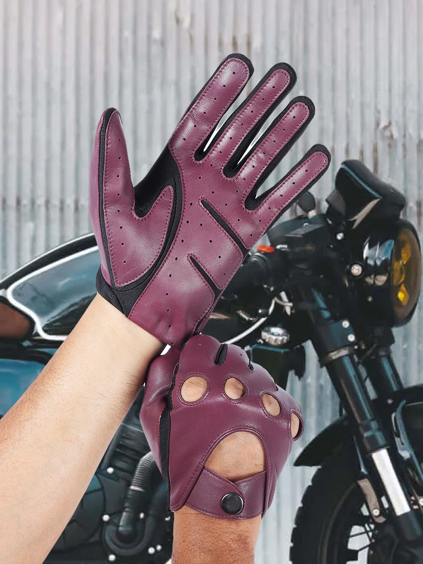 IN.HIDE Classic Rider Gloves - Burgundy