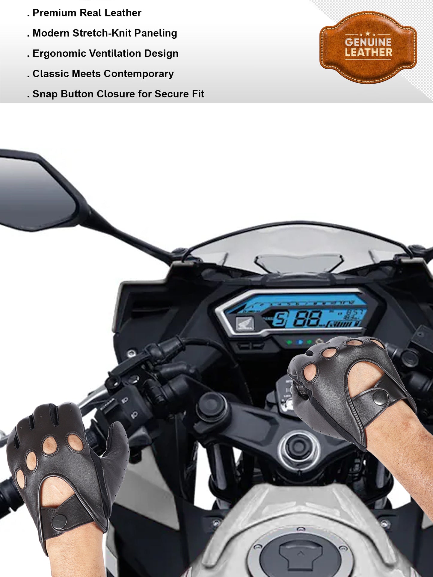 IN.HIDE Classic Rider Gloves - Dark Brown