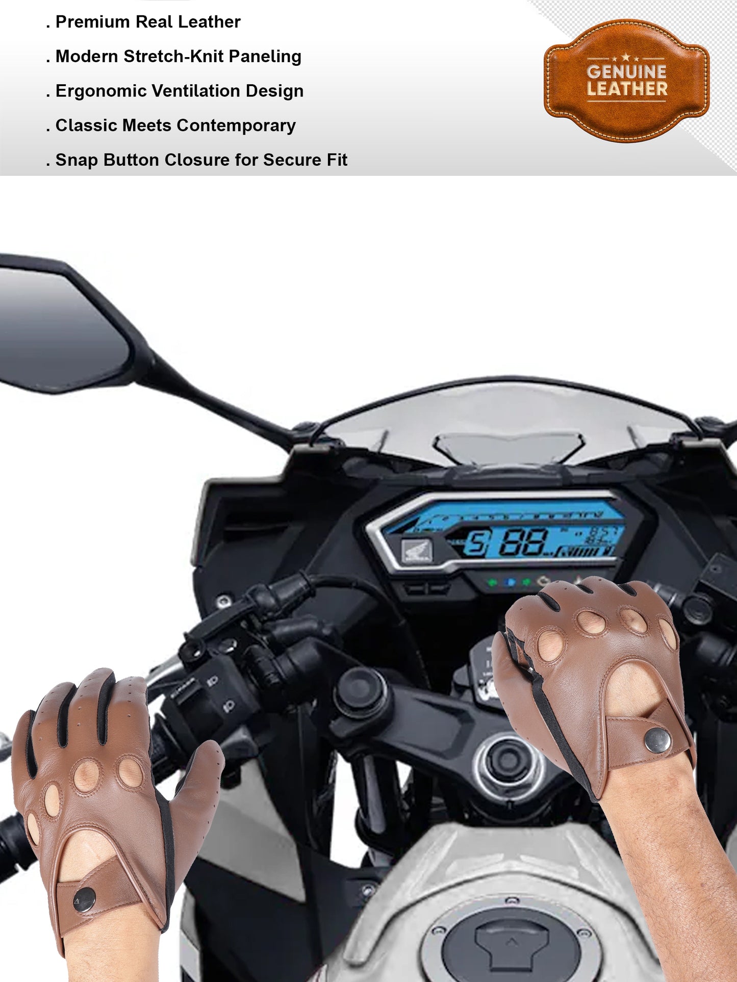 IN.HIDE Classic Rider Gloves - Tan