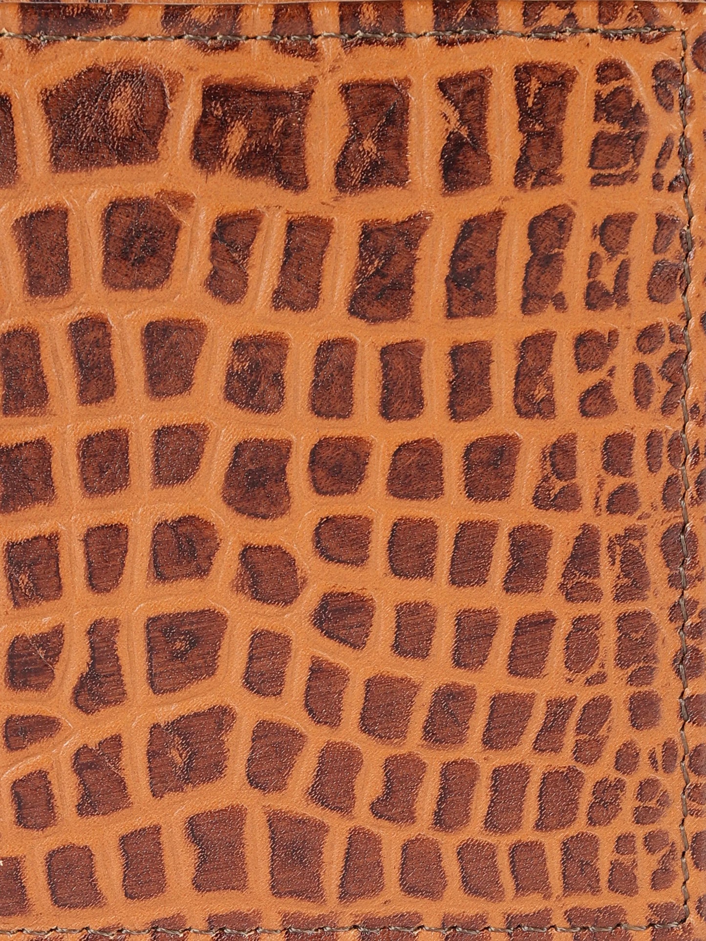 IN.HIDE Classic Croco Dual Tone Light & Dark Brown Real Leather Bi-Fold Wallet with 10 Card Holders for Men