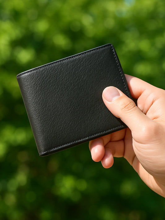 IN.HIDE Black Soft Real Leather Wallet Men – Coin Pocket with 6 Card Holders
