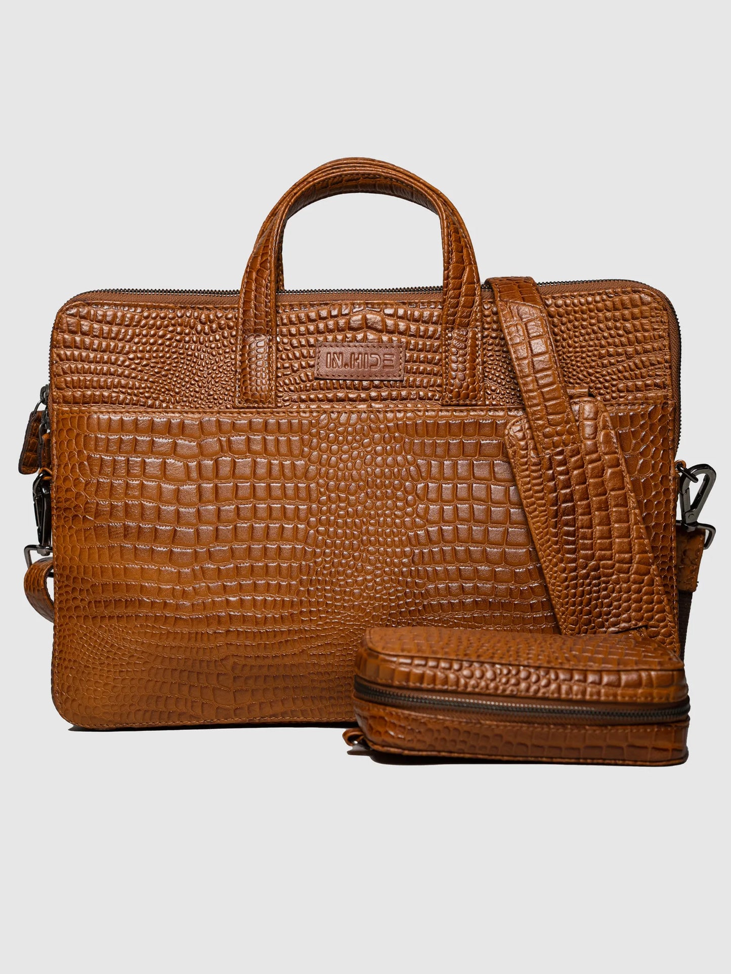 INHIDE Executive Croco Leather Laptop Bag