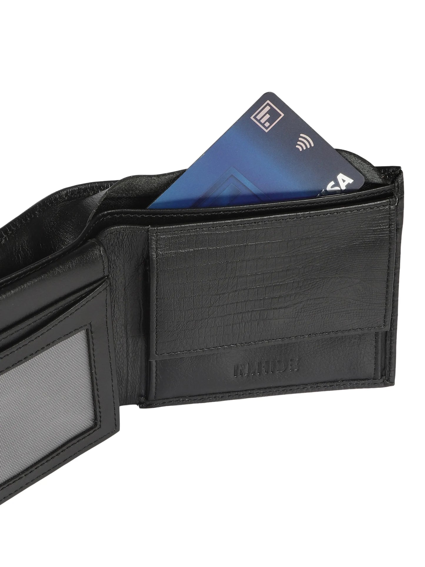 IN.HIDE Classic Premium Croco Real Leather Bi-Fold Wallet with 10 Card Holders for Men