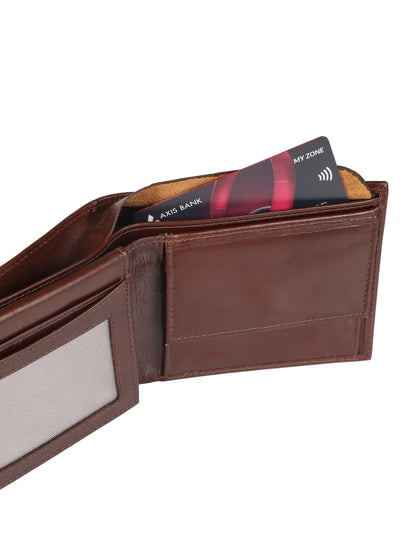IN.HIDE Cherry Red Soft Shiny Real Leather Wallet for Men - 6 card slots with coin Pocket