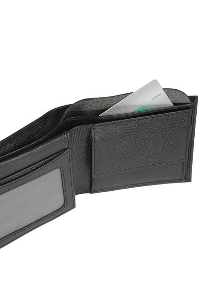 IN.HIDE Black Soft Matte Finish Real Leather Wallet for Men - 6 card slots with coin Pocket