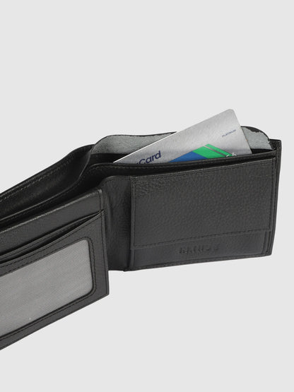 IN.HIDE Black Soft Real Leather Wallet Men – Coin Pocket with 6 Card Holders