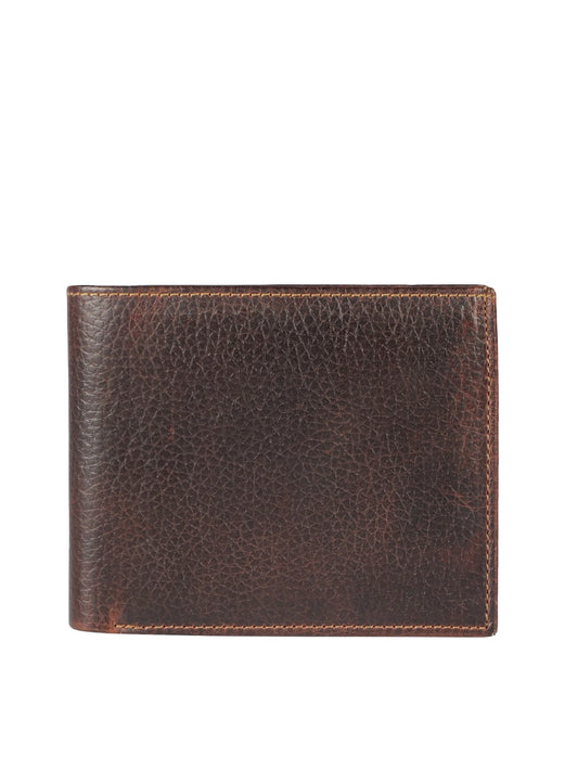 IN.HIDE Dark Brown Vintage Real Leather Wallet for Men - 6 card slots with coin Pocket