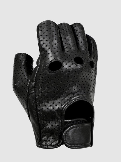 IN.HIDE Classic Rider Half Gloves - Black