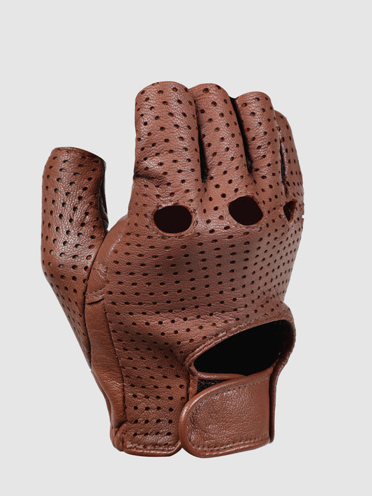 IN.HIDE Classic Rider Half Gloves - Tan