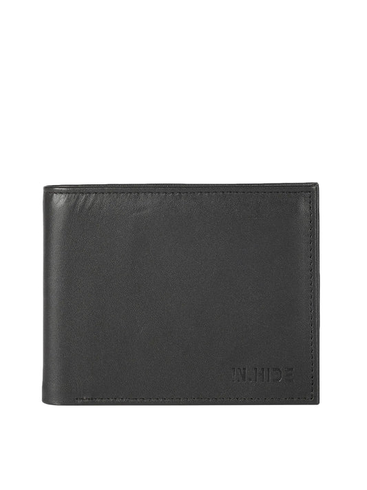 IN.HIDE Black & Red Soft Matte Real Leather Dual-Color Wallet for Men