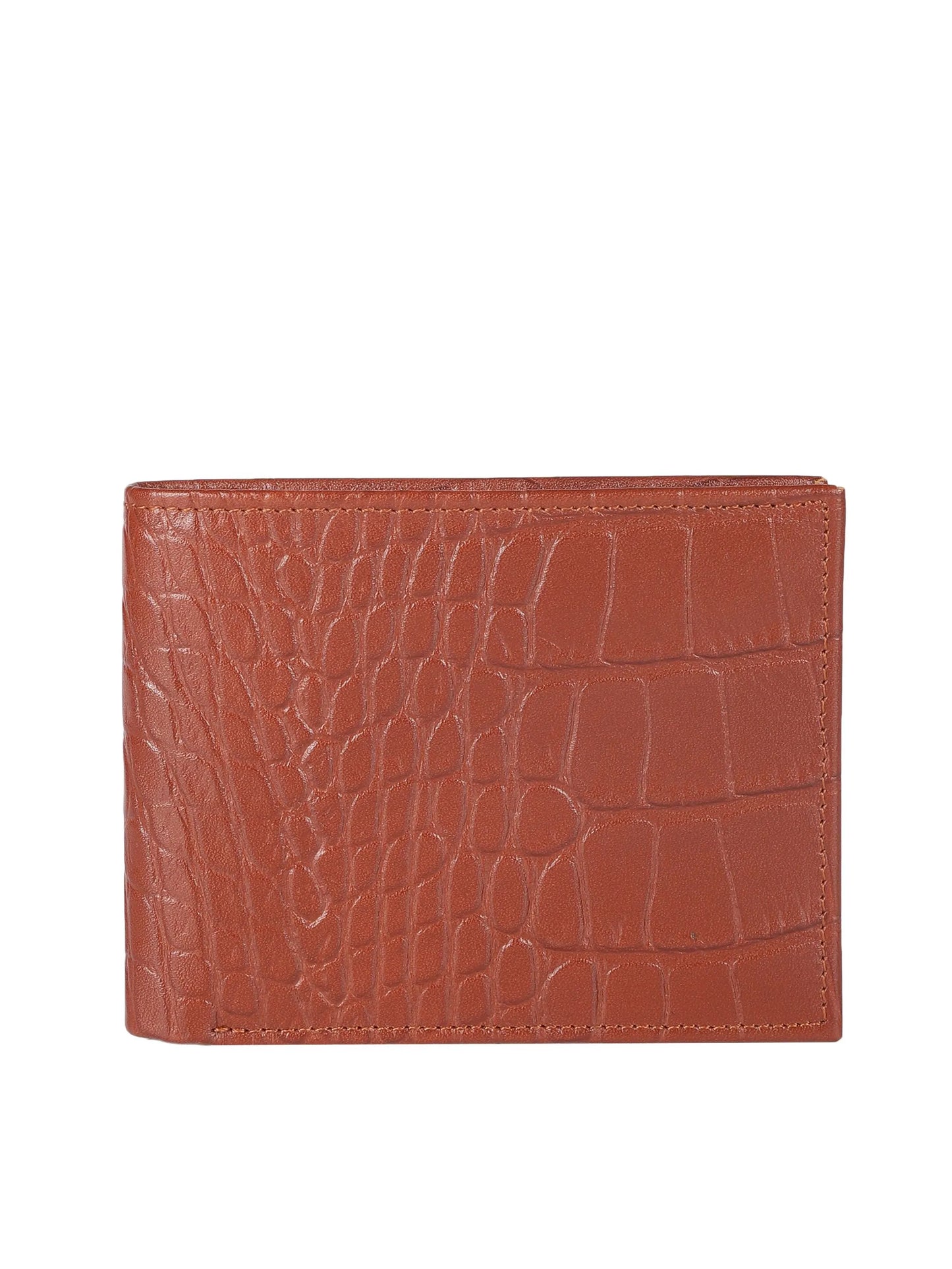 IN.HIDE Classic Croco Dual Cognac & Tan  Real Leather Bi-Fold Wallet with 11 Card Holders for Men