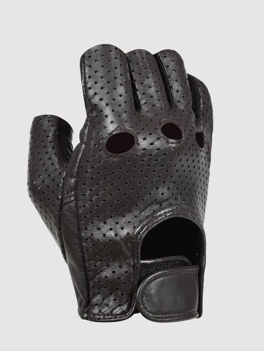 IN.HIDE Classic Rider Half Gloves - Dark Brown