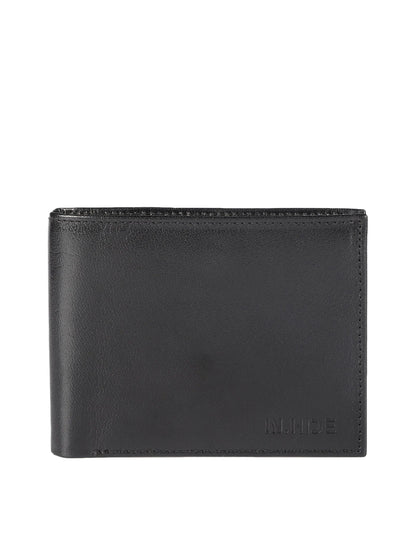 IN.HIDE Black Soft Matte Finish Real Leather Wallet for Men - 6 card slots with coin Pocket