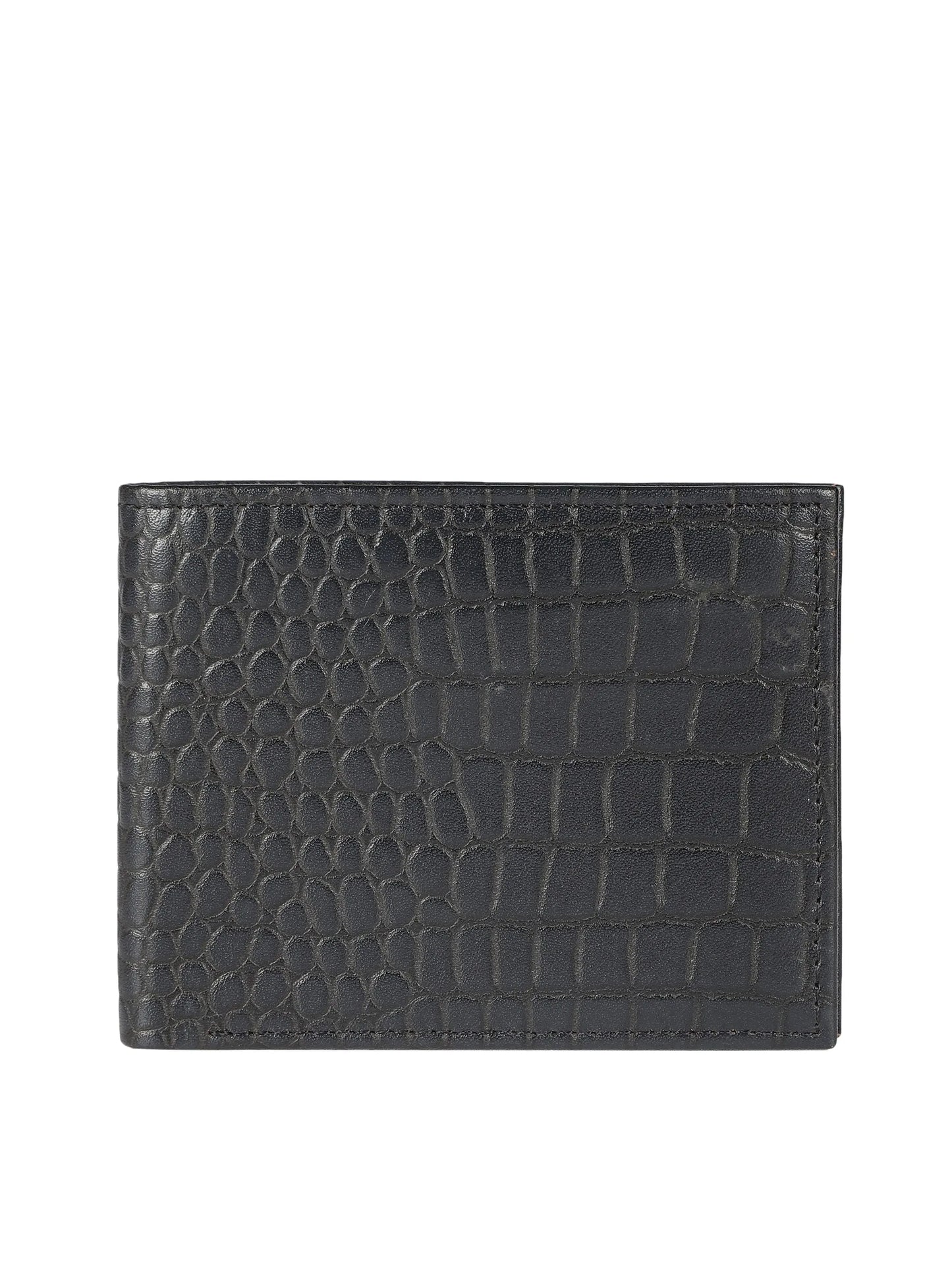 IN.HIDE Black Croco Texture Real Leather Wallet for Men