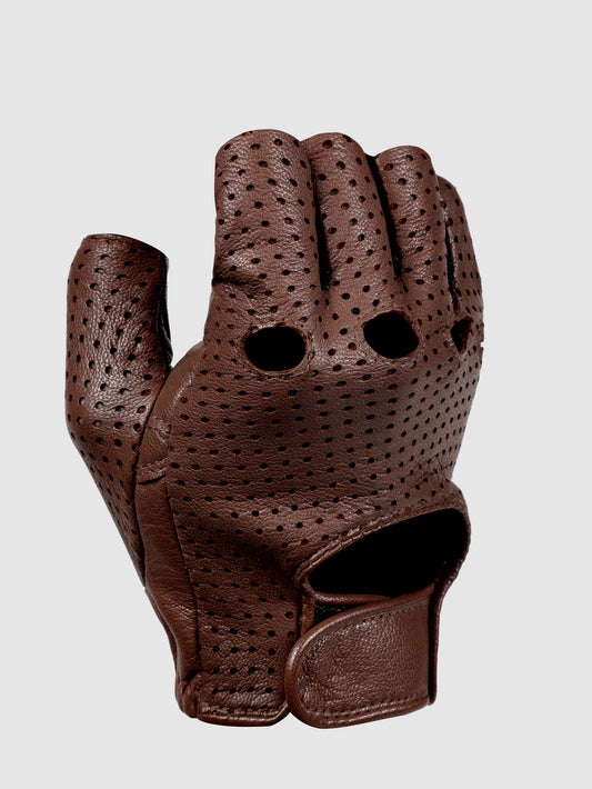 IN.HIDE Classic Rider Half Gloves - Brown