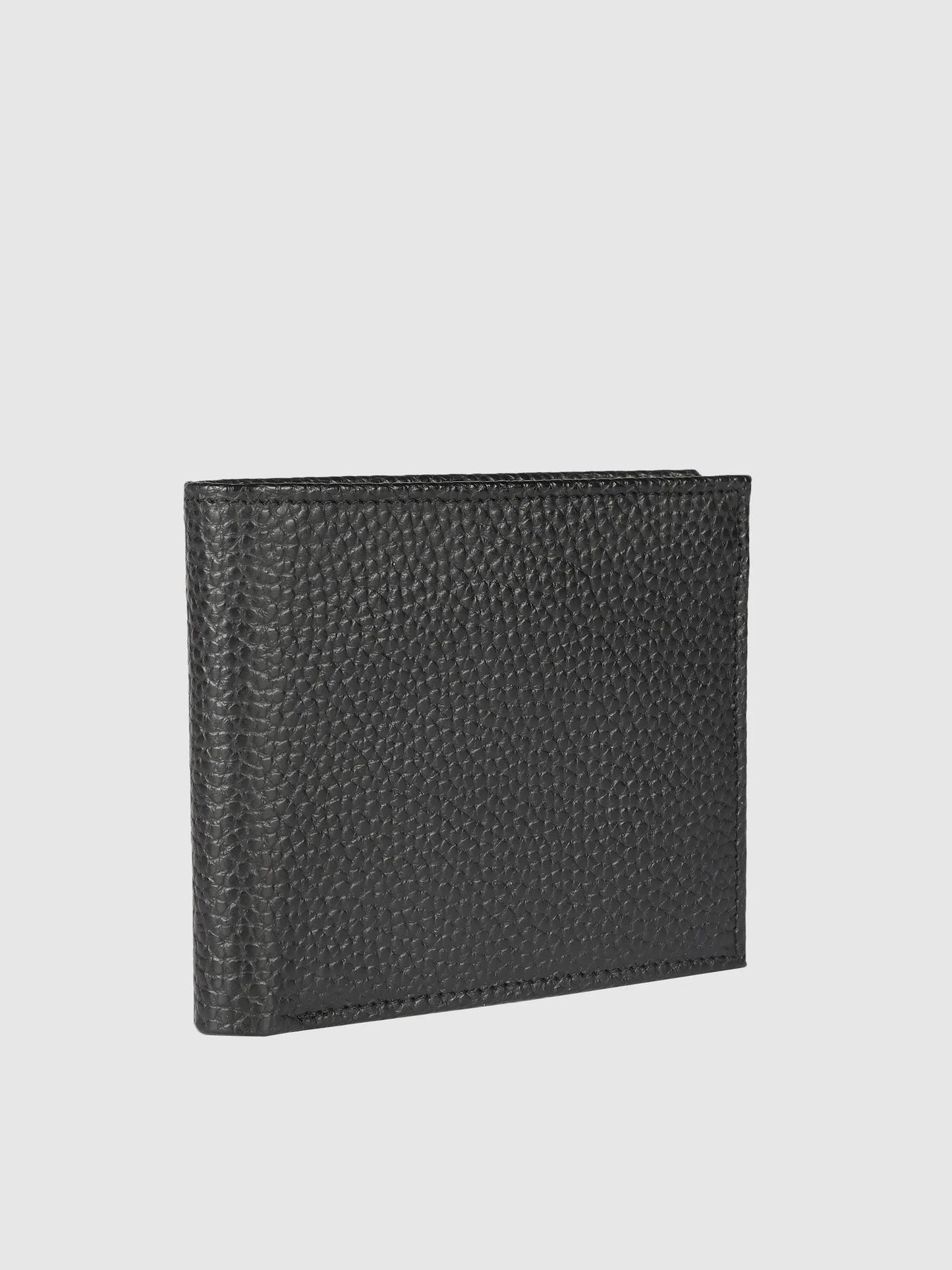 IN.HIDE Classic Black PDM Real Leather Bi-Fold Wallet with 10 Card Holders for Men