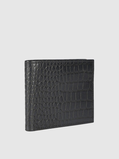 IN.HIDE Black Croco Texture Real Leather Wallet for Men