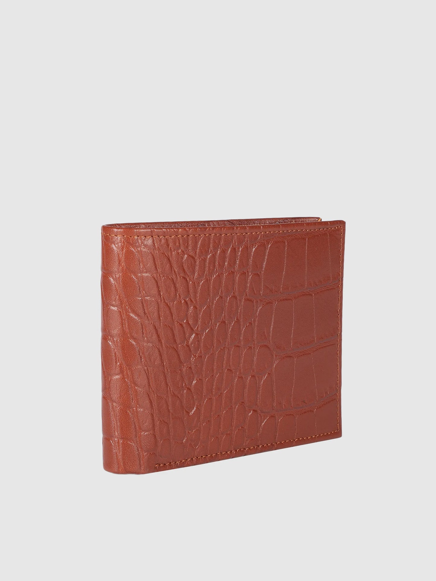 IN.HIDE Classic Croco Dual Cognac & Tan  Real Leather Bi-Fold Wallet with 11 Card Holders for Men