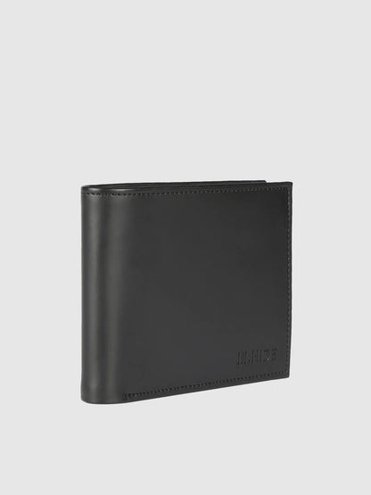 IN.HIDE Black Soft Matte Finish Real Leather Wallet for Men - 6 card slots with coin Pocket