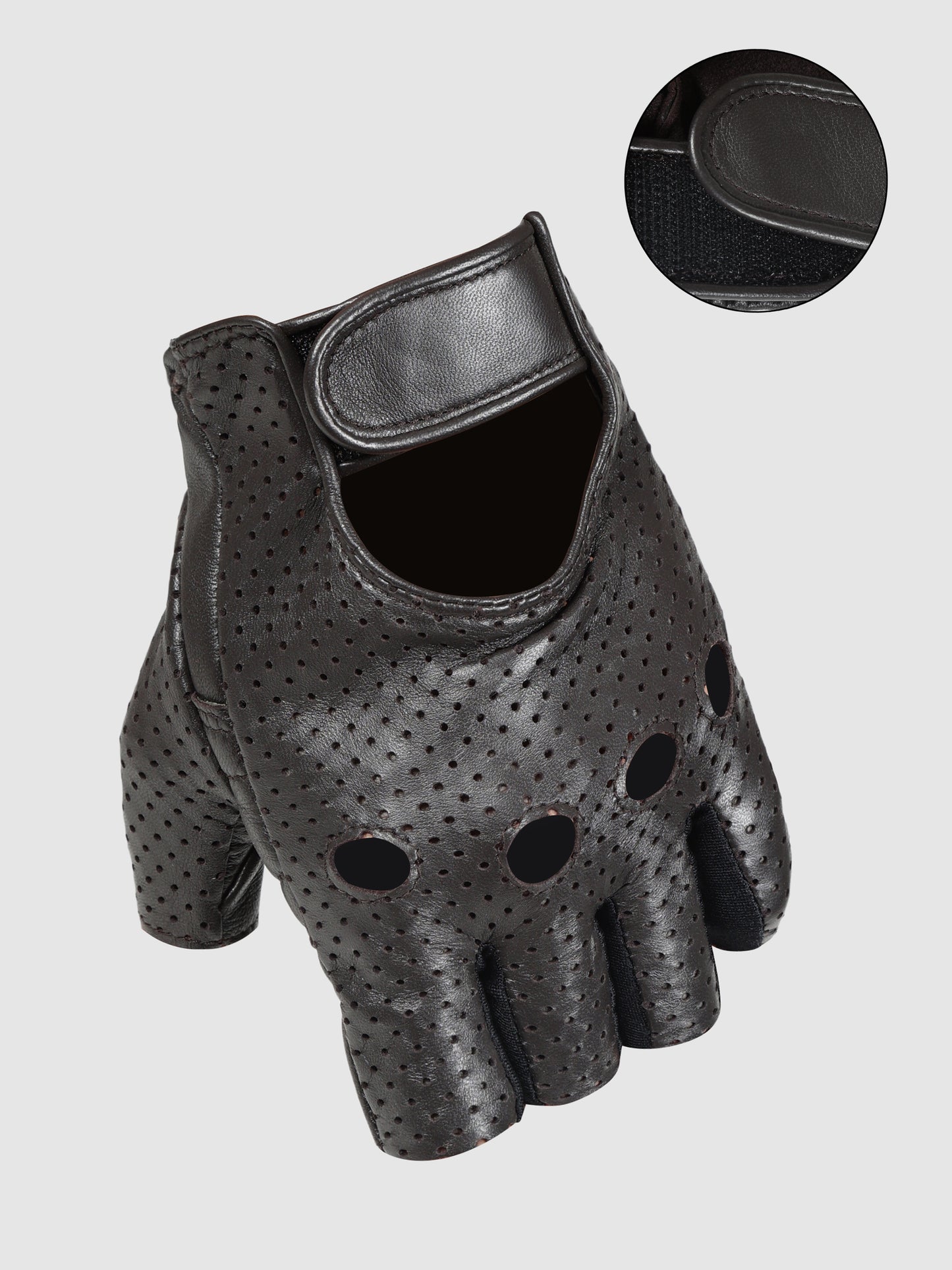 IN.HIDE Classic Rider Half Gloves - Dark Brown