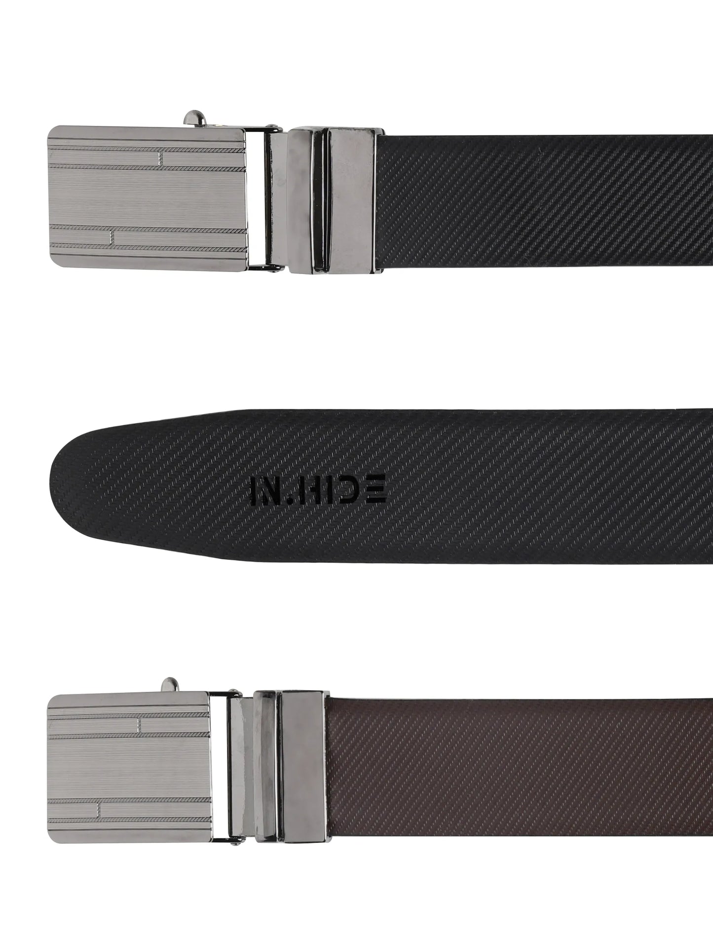 INHIDE Reversible Black Brown Leather Belt Men