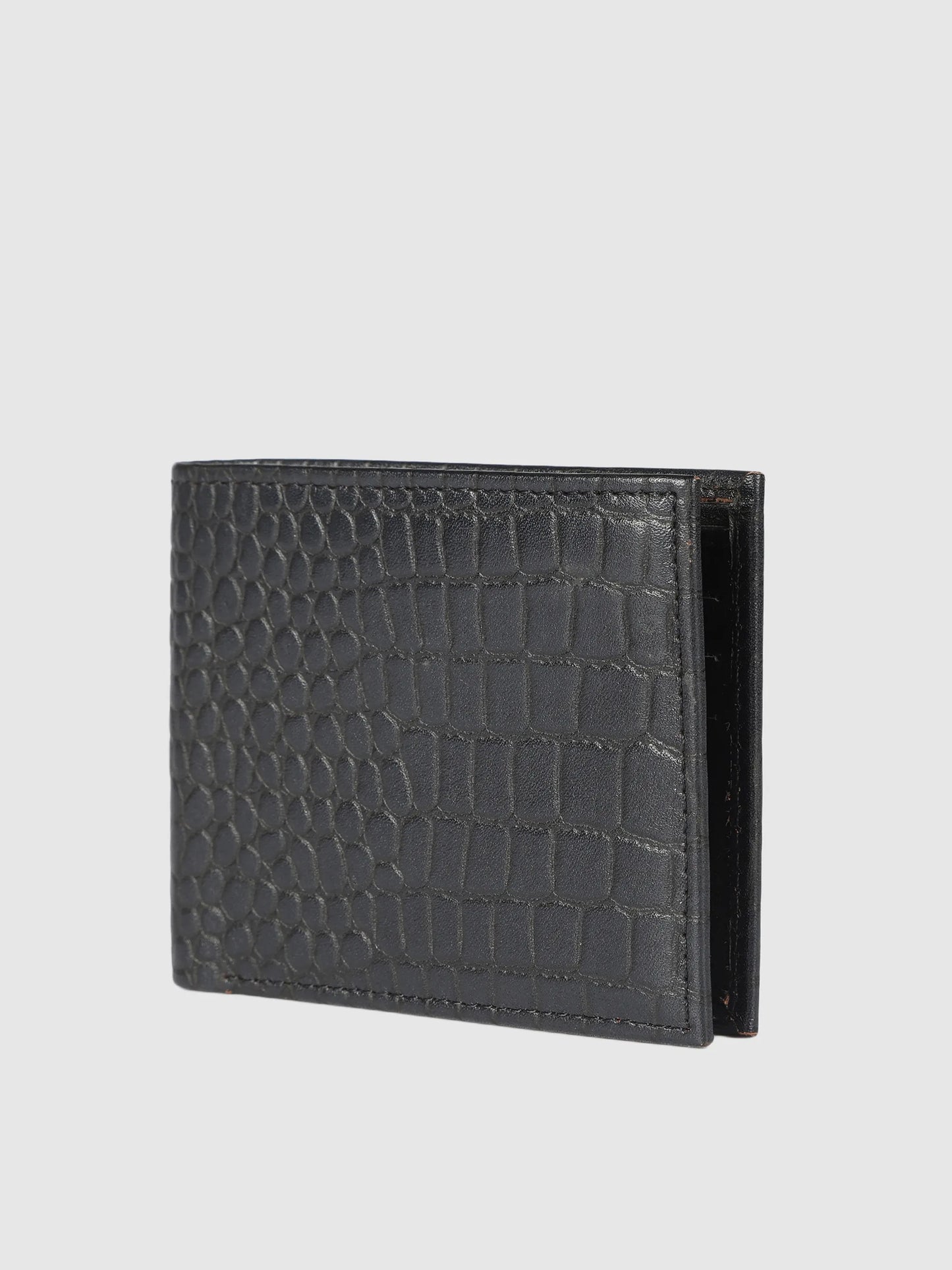 IN.HIDE Black Croco Texture Real Leather Wallet for Men