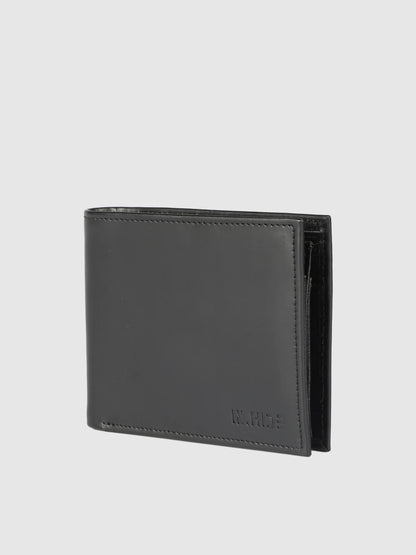 IN.HIDE Black Soft Matte Finish Real Leather Wallet for Men - 6 card slots with coin Pocket