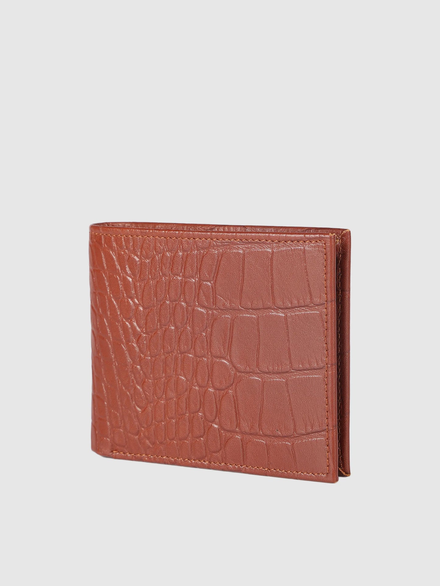 IN.HIDE Classic Croco Dual Cognac & Tan  Real Leather Bi-Fold Wallet with 11 Card Holders for Men