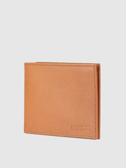 IN.HIDE Classic Tan & Black Soft Matte Real Leather Dual-Color Wallet for Men