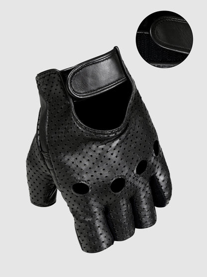 IN.HIDE Classic Rider Half Gloves - Black