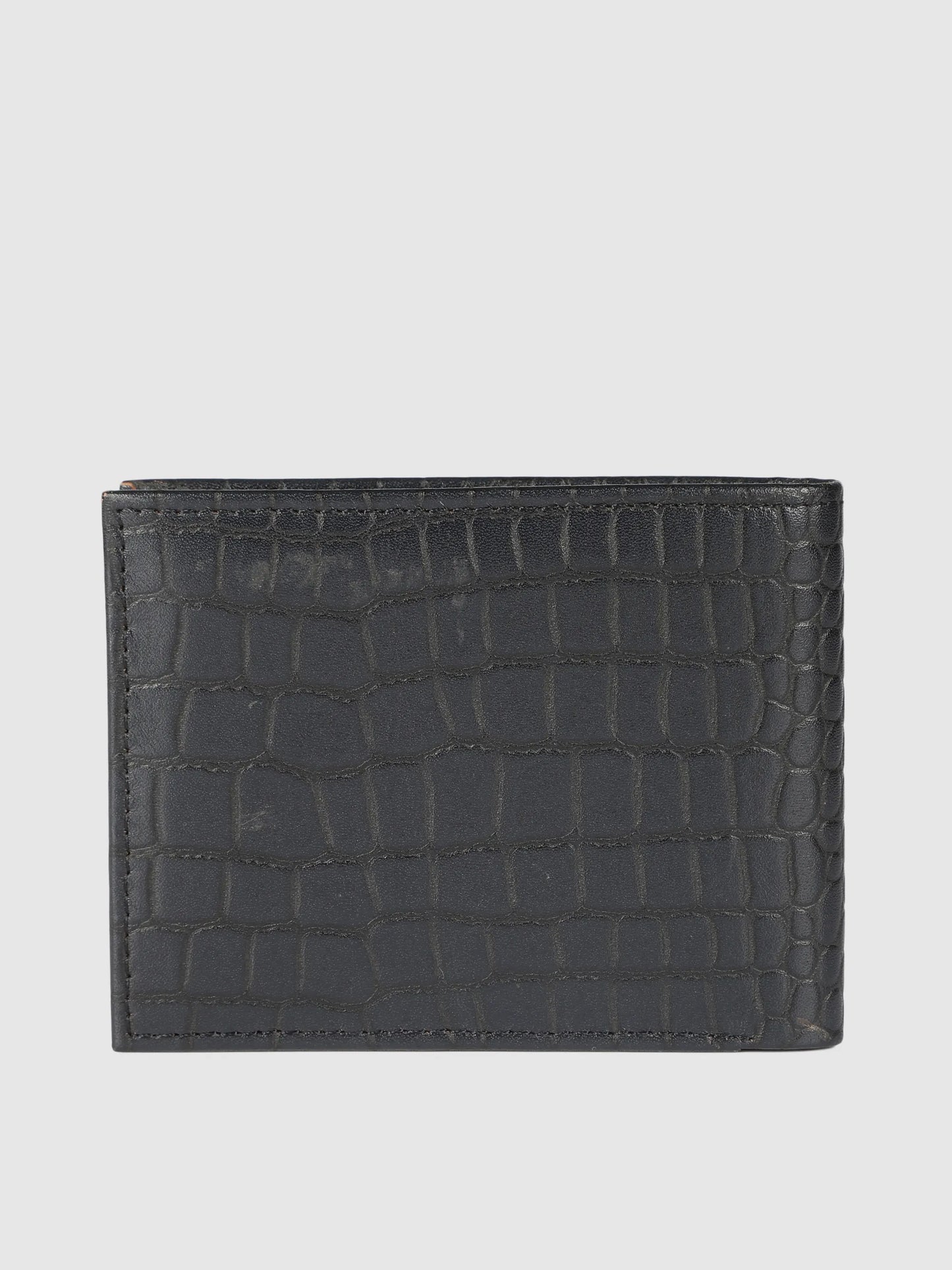 IN.HIDE Black Croco Texture Real Leather Wallet for Men