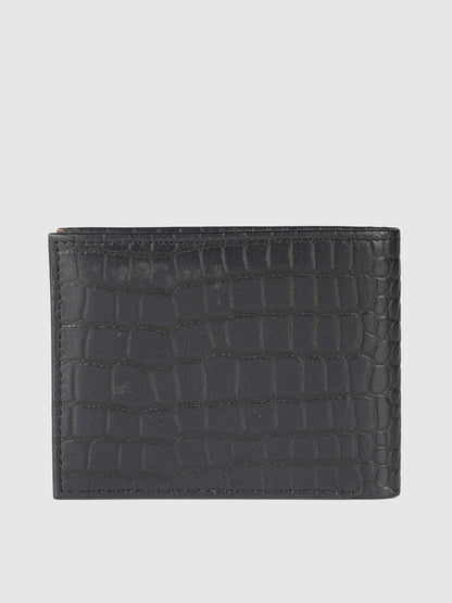 IN.HIDE Black Croco Texture Real Leather Wallet for Men