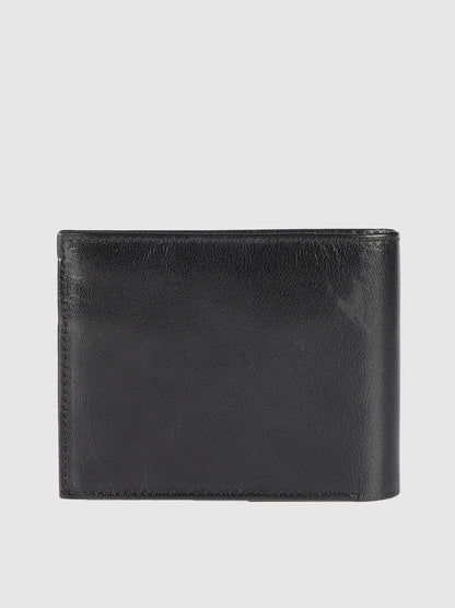 IN.HIDE Black Soft Matte Finish Real Leather Wallet for Men - 6 card slots with coin Pocket