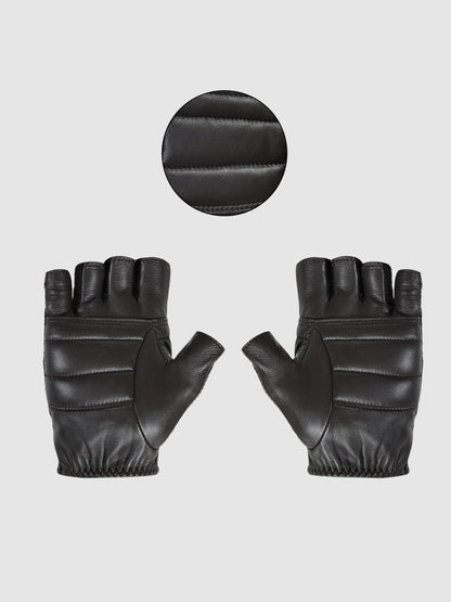 IN.HIDE Classic Rider Half Gloves - Dark Brown