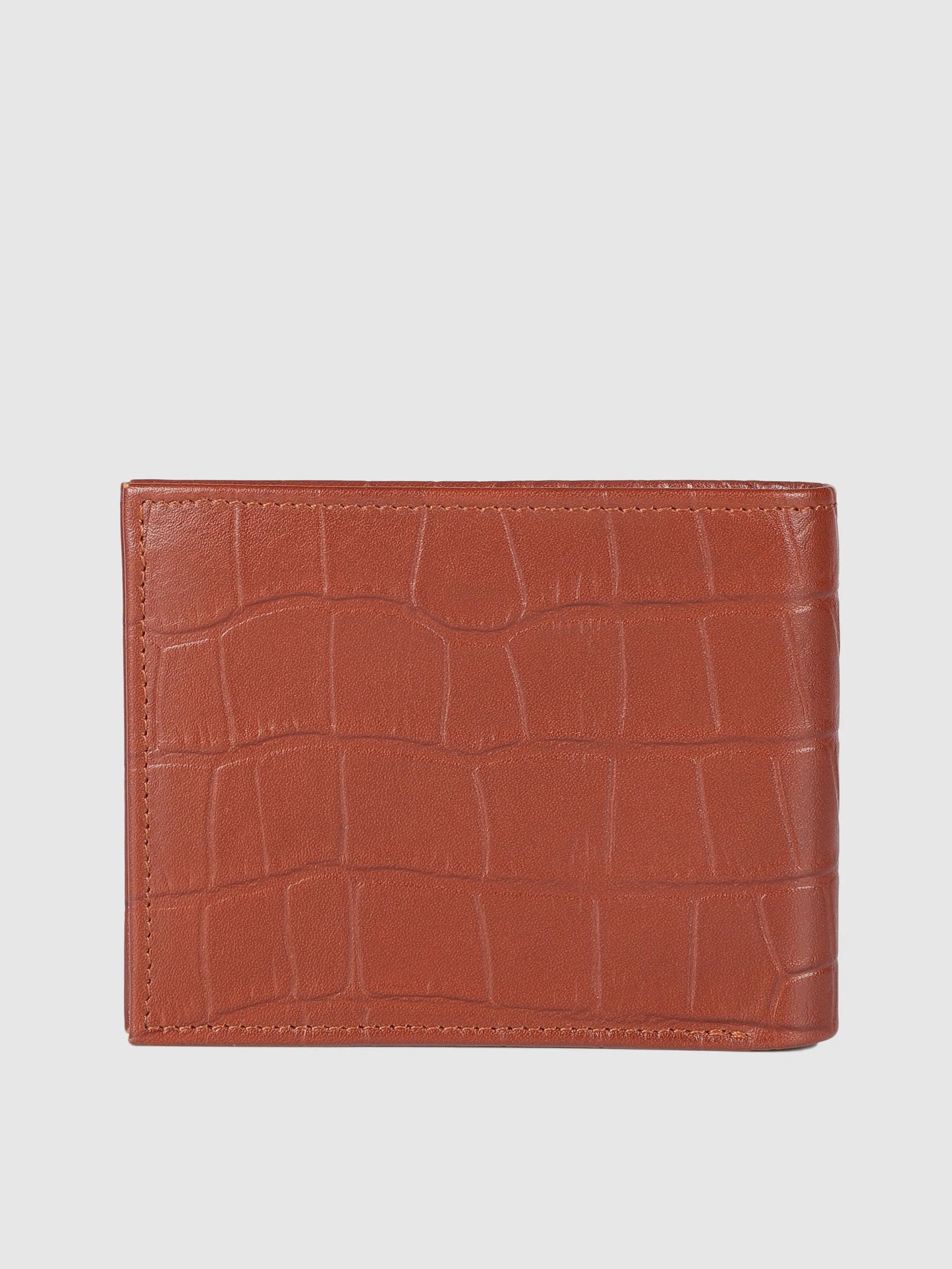 IN.HIDE Classic Croco Dual Cognac & Tan  Real Leather Bi-Fold Wallet with 11 Card Holders for Men