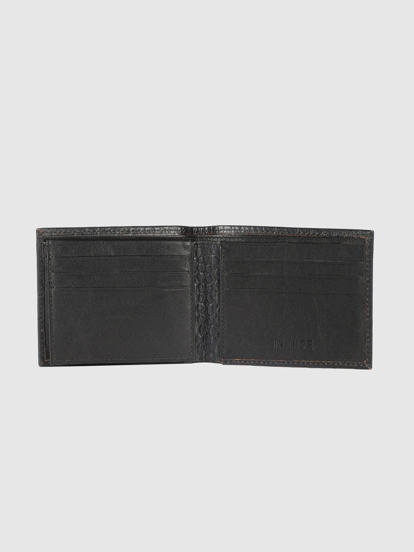 IN.HIDE Black Croco Texture Real Leather Wallet for Men