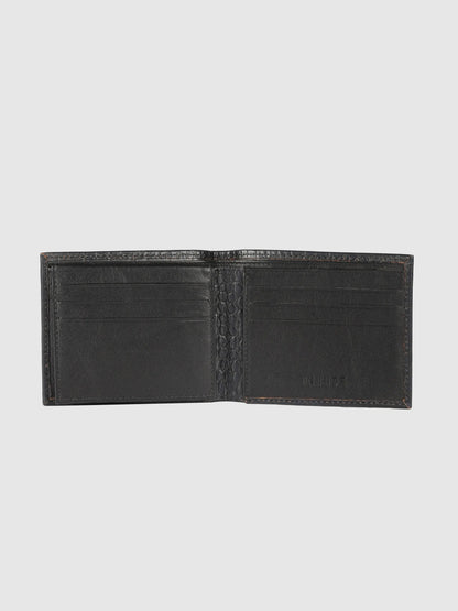 IN.HIDE Black Croco Texture Real Leather Wallet for Men