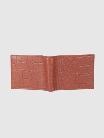 IN.HIDE Classic Croco Dual Cognac & Tan  Real Leather Bi-Fold Wallet with 11 Card Holders for Men