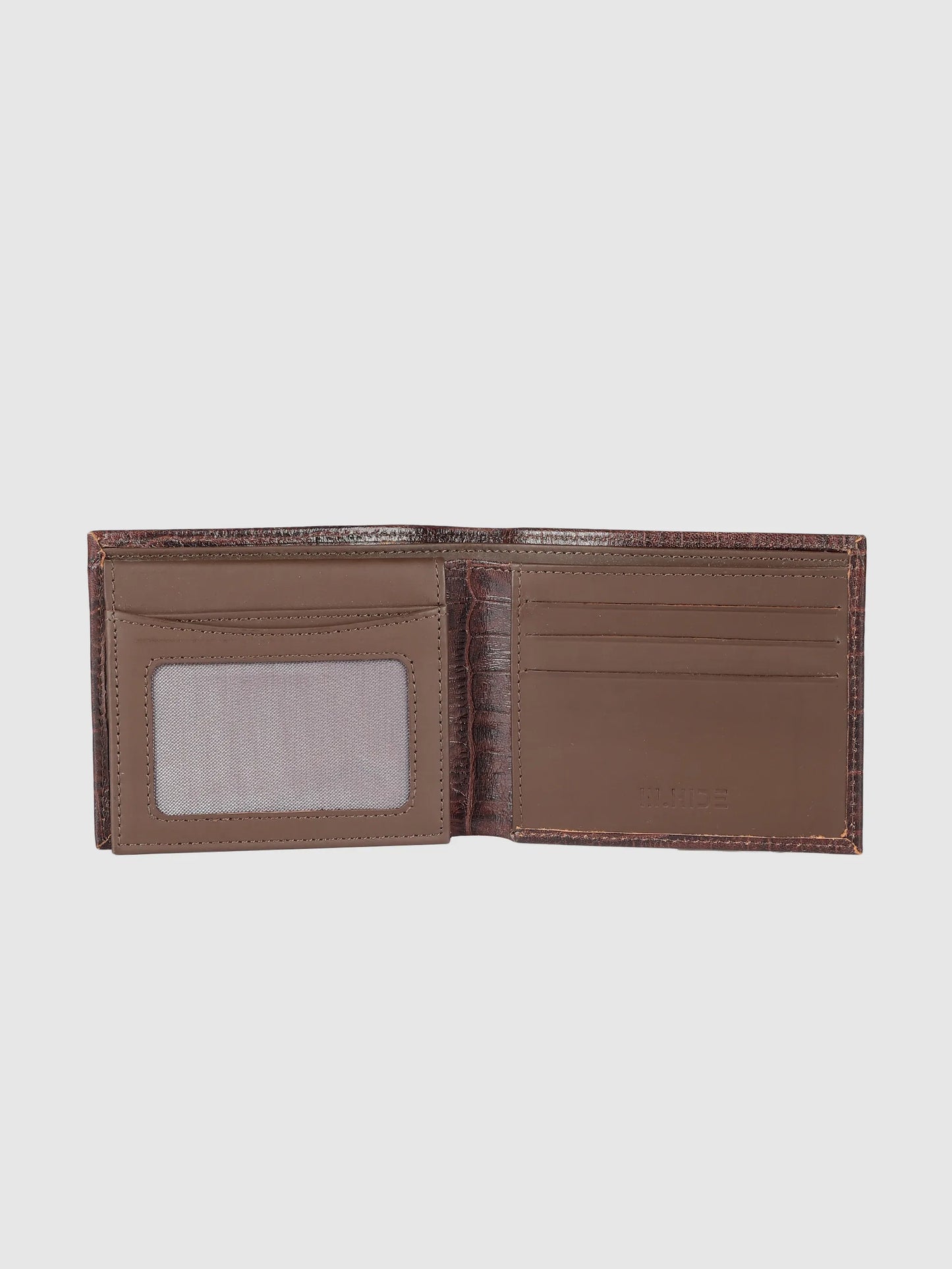 IN.HIDE Classic Maroon Croco Texture Real Leather Bi-Fold Wallet with 10 Card Holders for Men