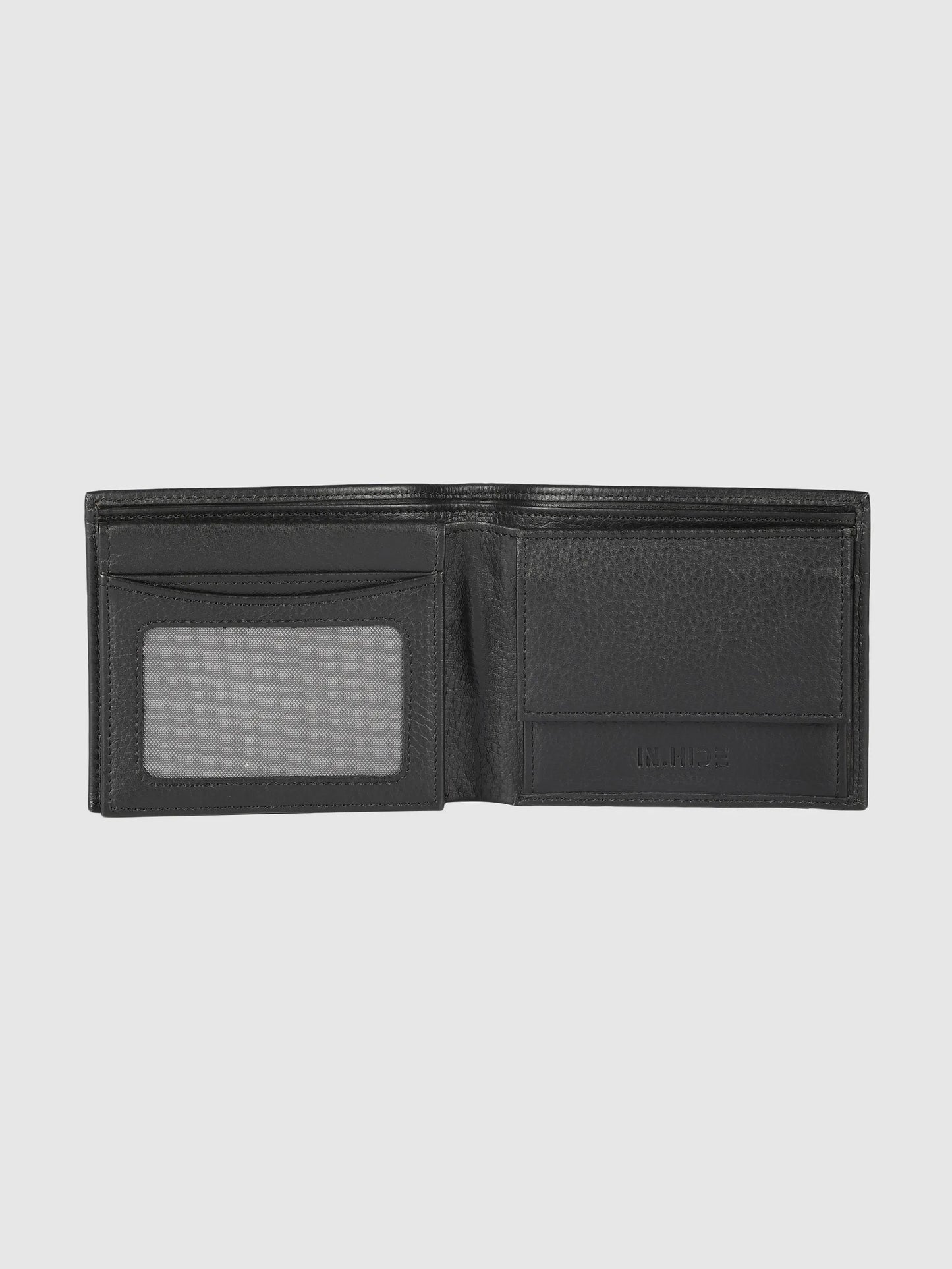 IN.HIDE Black Soft Real Leather Wallet Men – Coin Pocket with 6 Card Holders