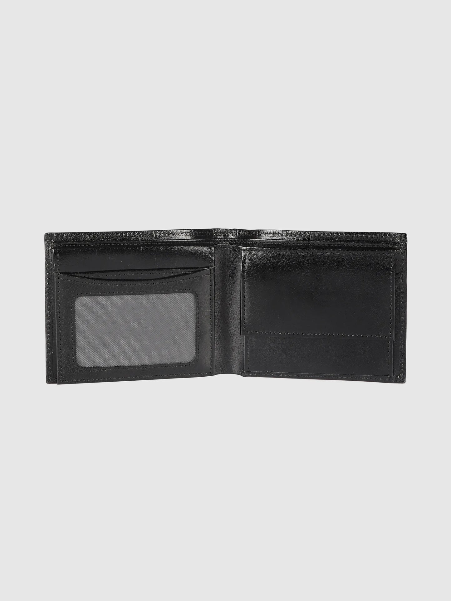 IN.HIDE Black Soft Matte Finish Real Leather Wallet for Men - 6 card slots with coin Pocket
