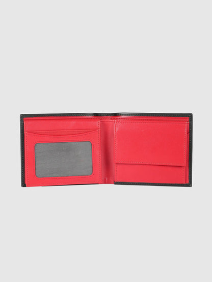 IN.HIDE Black & Red Soft Matte Real Leather Dual-Color Wallet for Men