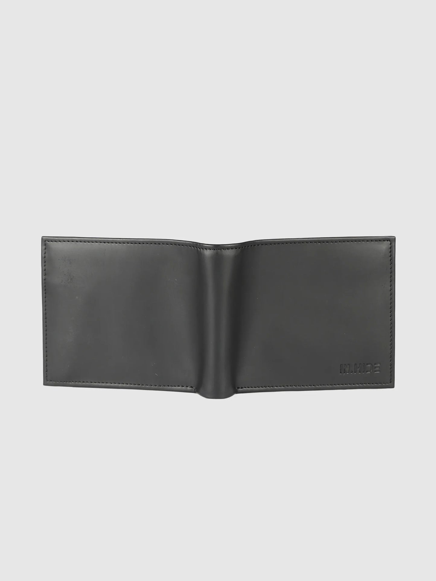 IN.HIDE Black Soft Matte Finish Real Leather Wallet for Men - 6 card slots with coin Pocket